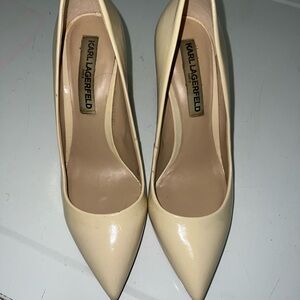 Karl Lagerfeld Cream Patent Leather Heels